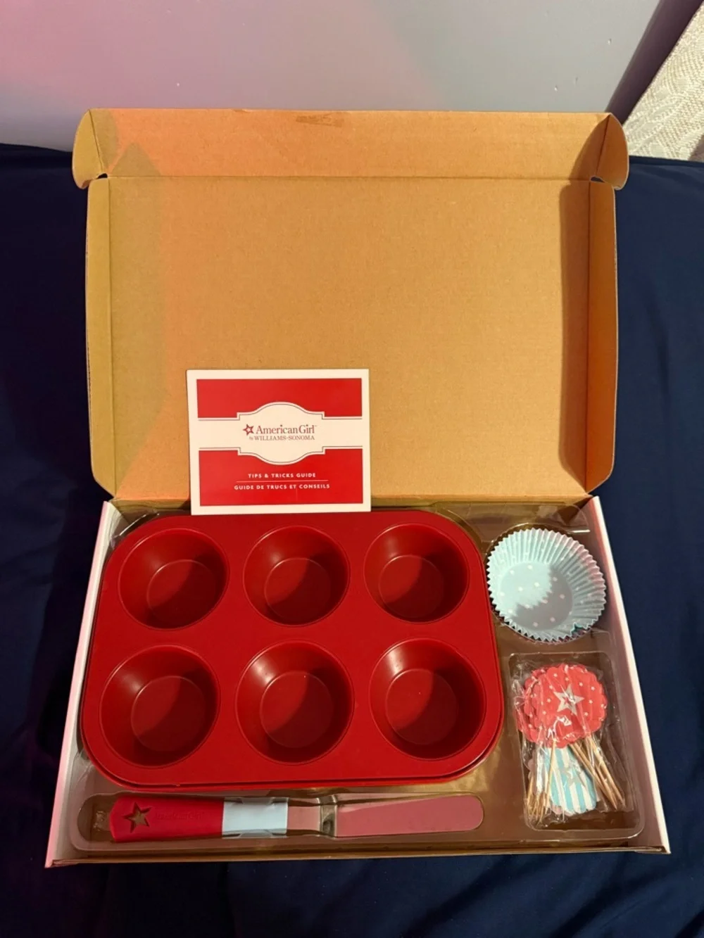 AMERICAN GIRL Cupcake Baking Set By Williams Sonoma New Open Box Liners Spatula